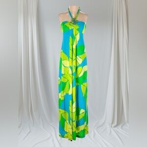 Lilly Pulitzer Tropical Blue and Yellow Maxi Dress